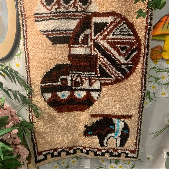 Vintage Zuni Native American decorative shag rug - Picture 3 of 7